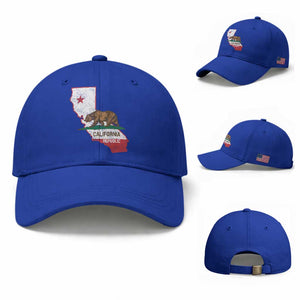 California Republic Cali Map Flag Distressed Style Baseball Cap TS14 Baseball Cap Universal Fit Royal Blue Print Your Wear