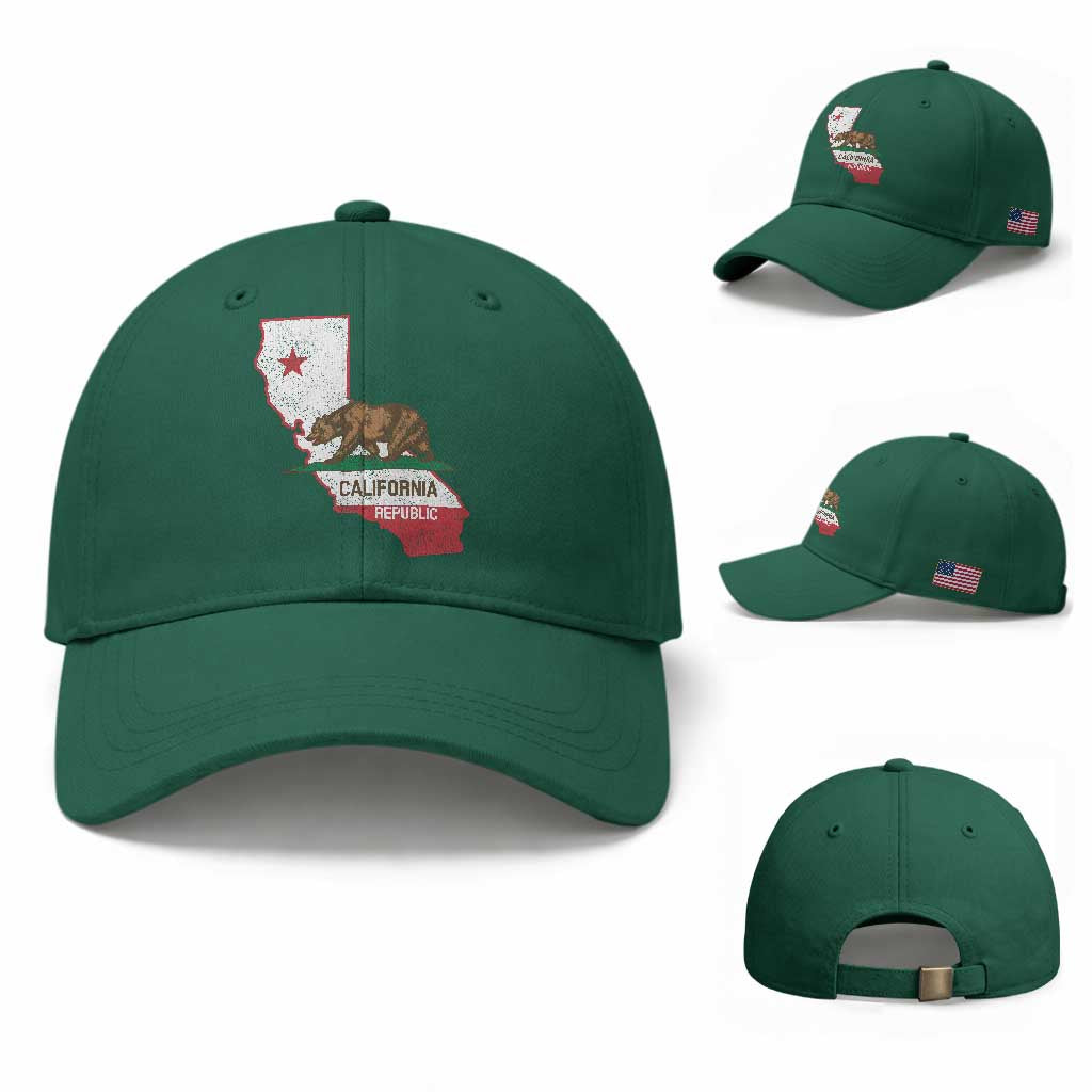 California Republic Cali Map Flag Distressed Style Baseball Cap TS14 Baseball Cap Universal Fit Irish Green Print Your Wear