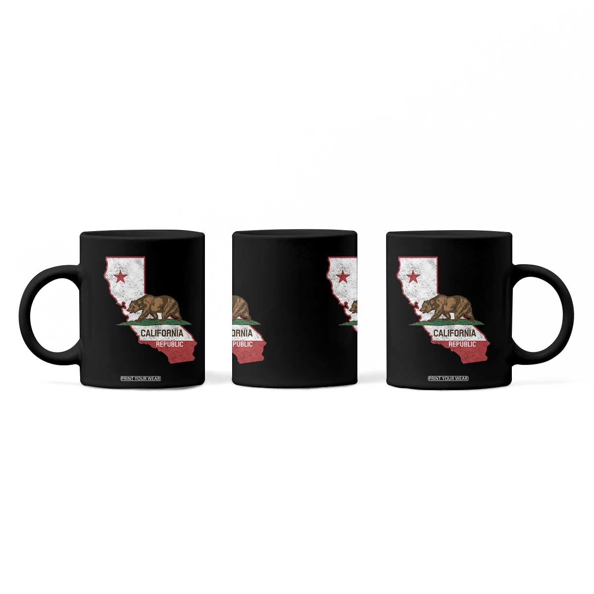 California Republic Cali Map Flag Distressed Style Coffee Mug TS14 Print Your Wear