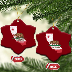 California Republic Cali Map Flag Distressed Style Ceramic Ornament TS14 Print Your Wear