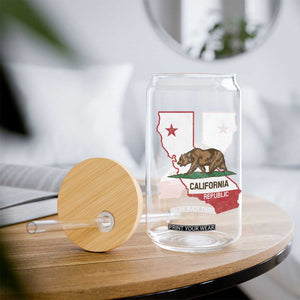 California Republic Cali Map Flag Distressed Style Glass Can TS14 Print Your Wear