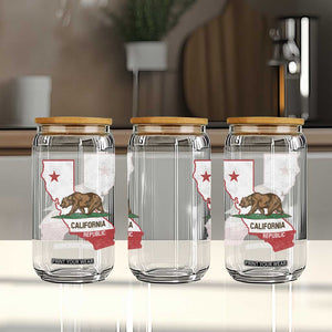 California Republic Cali Map Flag Distressed Style Glass Can TS14 Print Your Wear