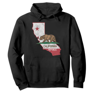 California Republic Cali Map Flag Distressed Style Hoodie TS14 Black Print Your Wear