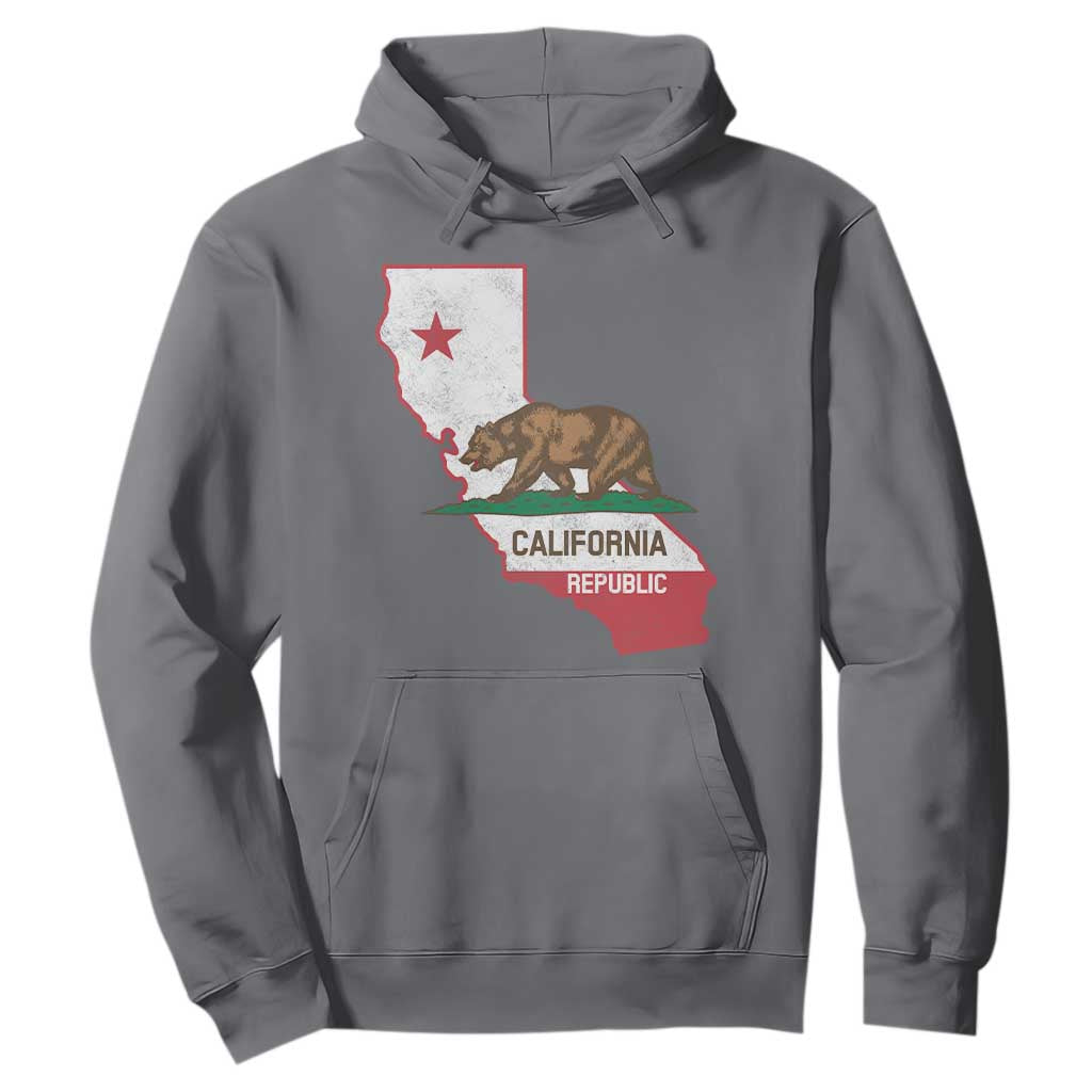 California Republic Cali Map Flag Distressed Style Hoodie TS14 Charcoal Print Your Wear