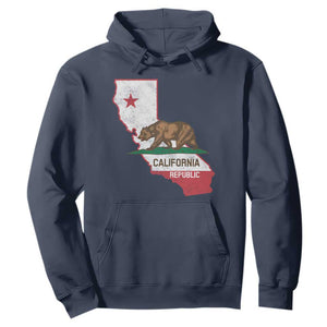 California Republic Cali Map Flag Distressed Style Hoodie TS14 Navy Print Your Wear