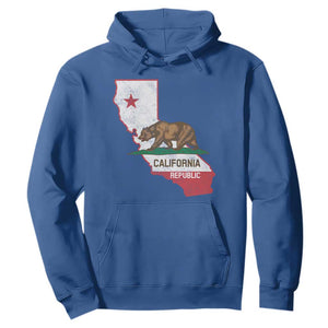 California Republic Cali Map Flag Distressed Style Hoodie TS14 Royal Blue Print Your Wear