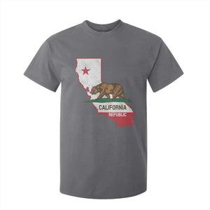 California Republic Cali Map Flag Distressed Style T Shirt For Kid TS14 Charcoal Print Your Wear