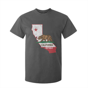 California Republic Cali Map Flag Distressed Style T Shirt For Kid TS14 Dark Heather Print Your Wear