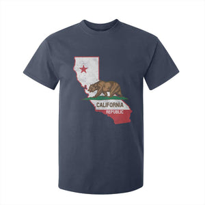 California Republic Cali Map Flag Distressed Style T Shirt For Kid TS14 Navy Print Your Wear