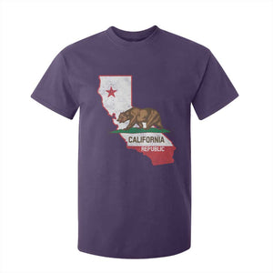 California Republic Cali Map Flag Distressed Style T Shirt For Kid TS14 Purple Print Your Wear