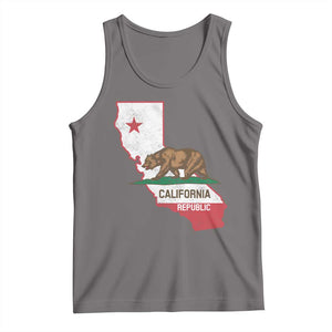 California Republic Cali Map Flag Distressed Style Tank Top TS14 Deep Heather Print Your Wear