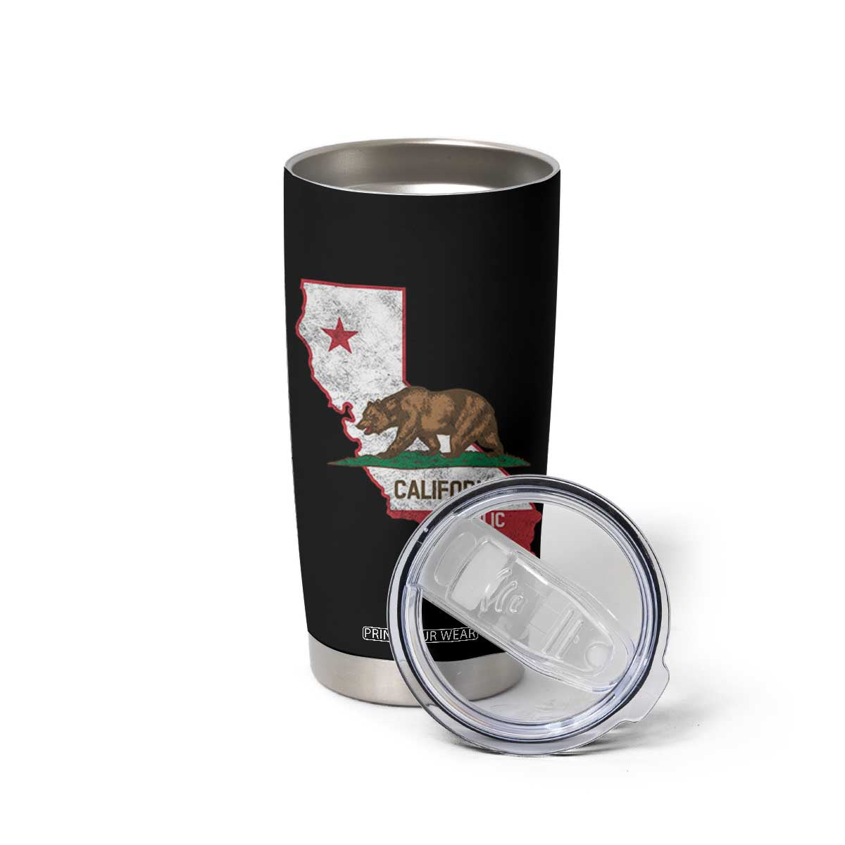 California Republic Cali Map Flag Distressed Style Tumbler Cup TS14 Print Your Wear