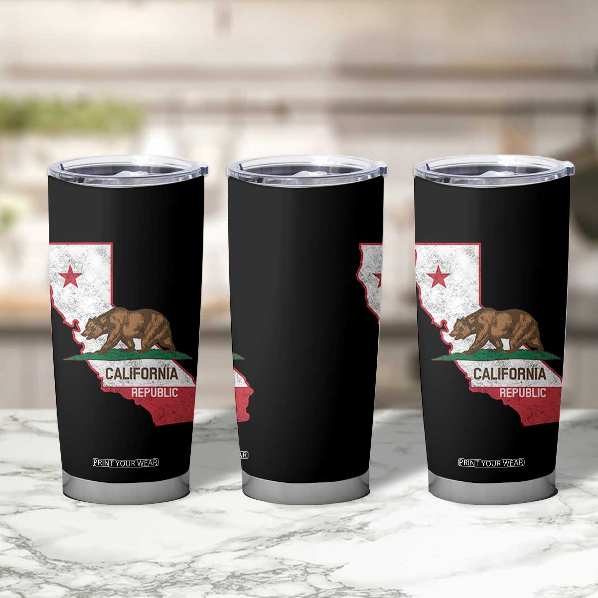 California Republic Cali Map Flag Distressed Style Tumbler Cup TS14 Print Your Wear