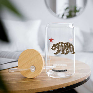 California The Golden State Bear Flag San Francisco Glass Can