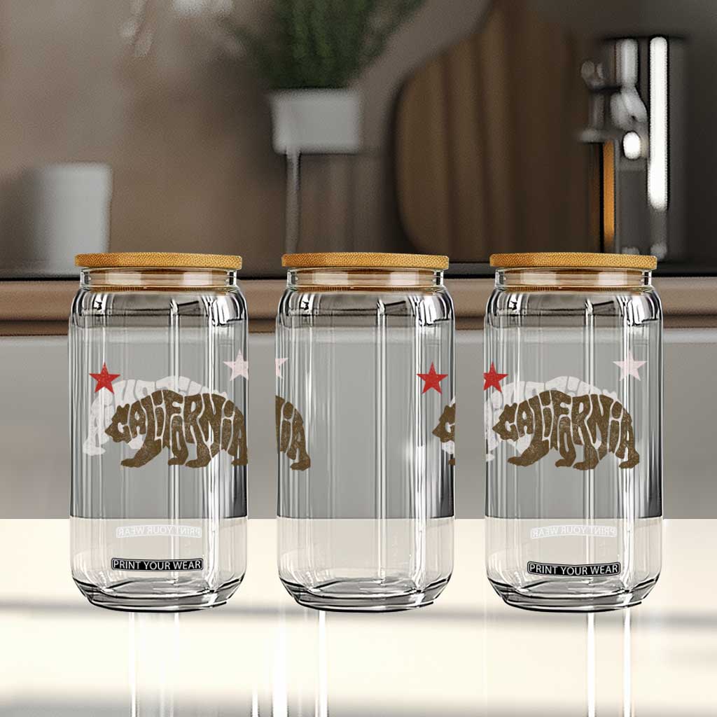California The Golden State Bear Flag San Francisco Glass Can