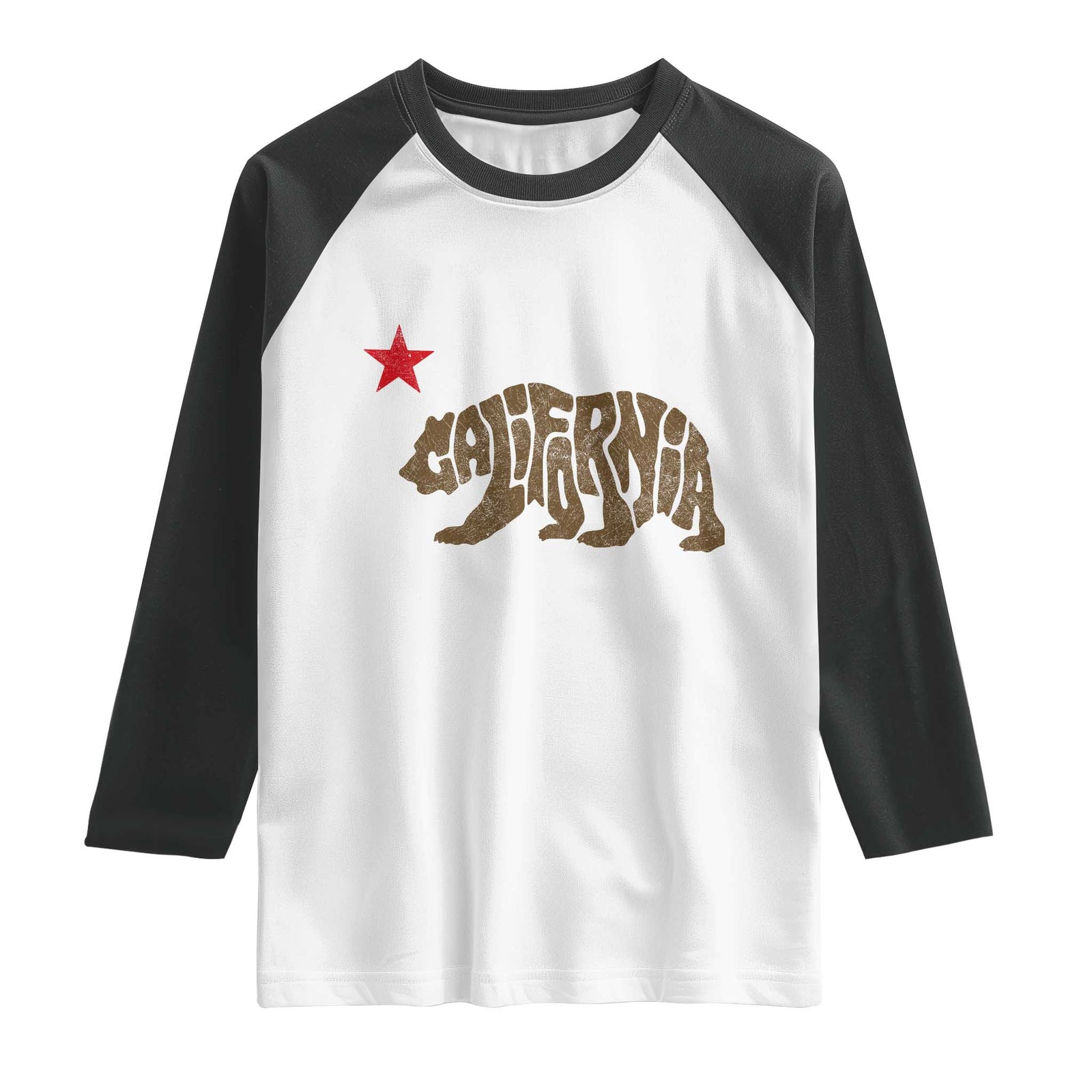 California The Golden State Bear Flag San Francisco Raglan Shirt