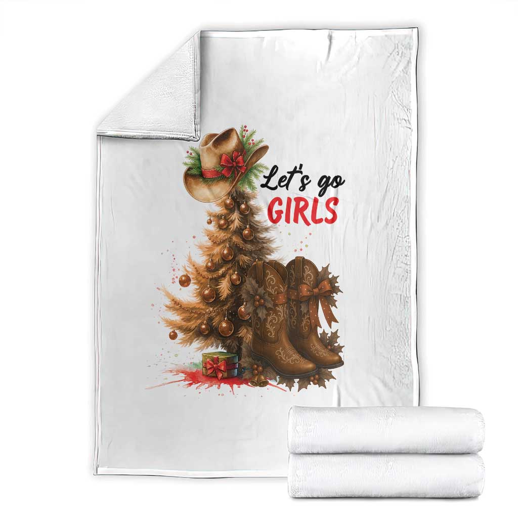 Christmas Cowgirl Boots Throw Blanket Western Cowboy Hat Howdy TS14 White Print Your Wear