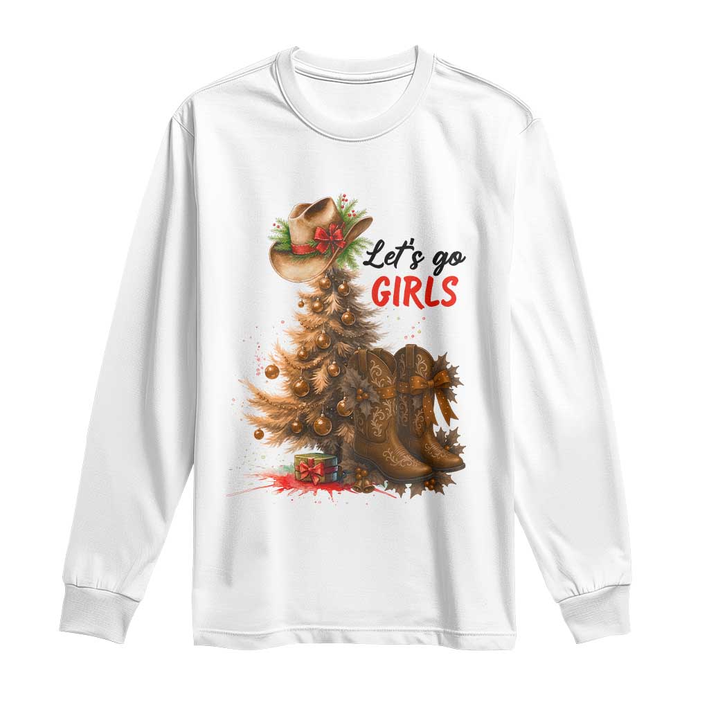 Christmas Cowgirl Boots Long Sleeve Shirt Western Cowboy Hat Howdy TS14 White Print Your Wear