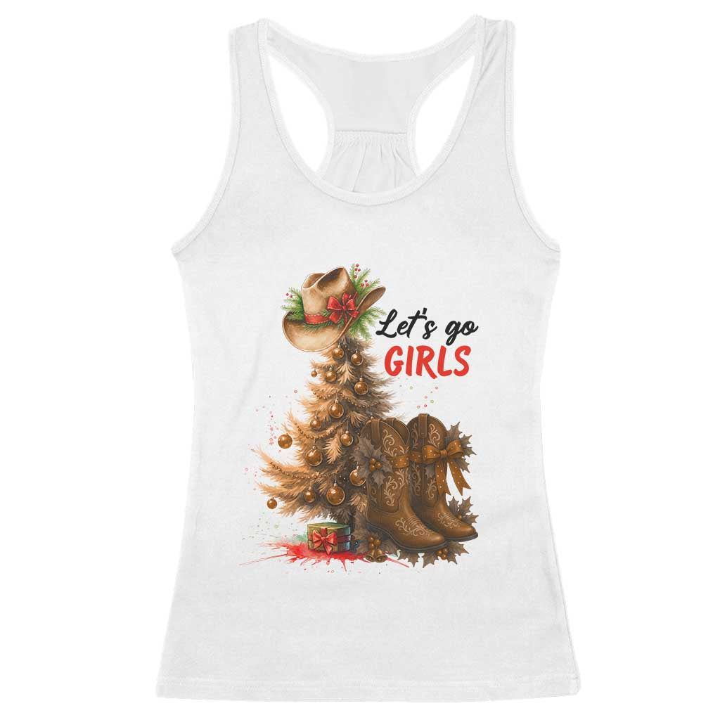 Christmas Cowgirl Boots Racerback Tank Top Western Cowboy Hat Howdy TS14 White Print Your Wear