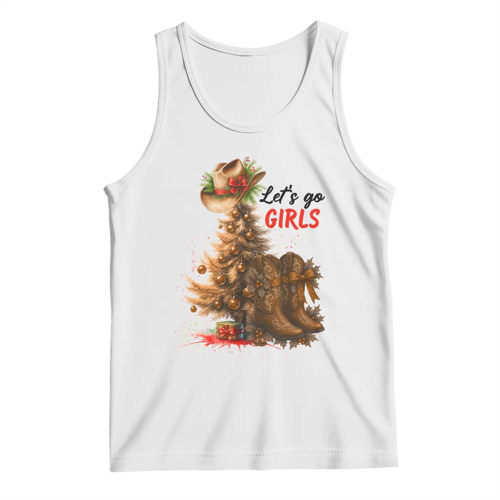 Christmas Cowgirl Boots Tank Top Western Cowboy Hat Howdy TS14 White Print Your Wear