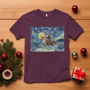 Cowboy Santa Starry Night Christmas T Shirt TS14 Maroon Print Your Wear