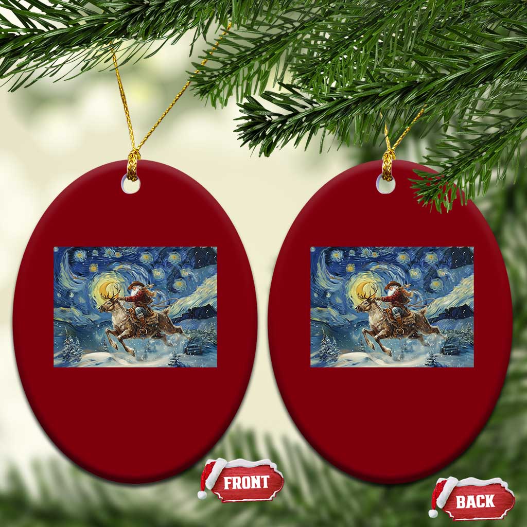 Cowboy Santa Starry Night Christmas Ceramic Ornament TS14 Print Your Wear