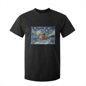 Cowboy Santa Starry Night Christmas T Shirt For Kid TS14 Black Print Your Wear