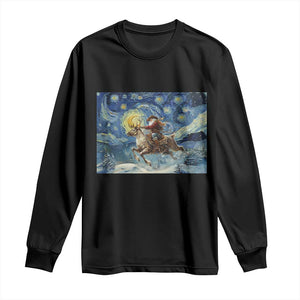 Cowboy Santa Starry Night Christmas Long Sleeve Shirt TS14 Black Print Your Wear