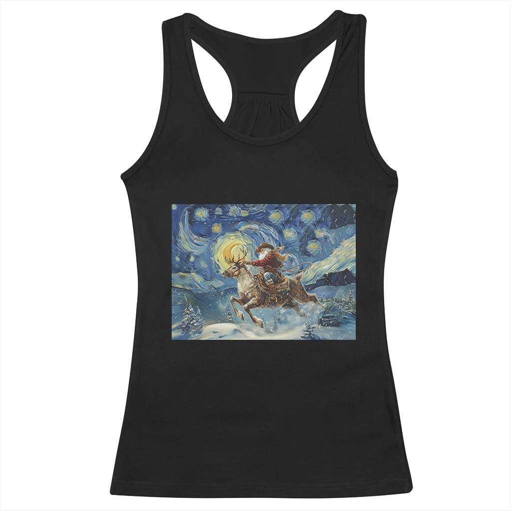 Cowboy Santa Starry Night Christmas Racerback Tank Top TS14 Black Print Your Wear