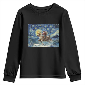 Cowboy Santa Starry Night Christmas Youth Sweatshirt TS14 Black Print Your Wear