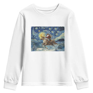 Cowboy Santa Starry Night Christmas Youth Sweatshirt TS14 White Print Your Wear