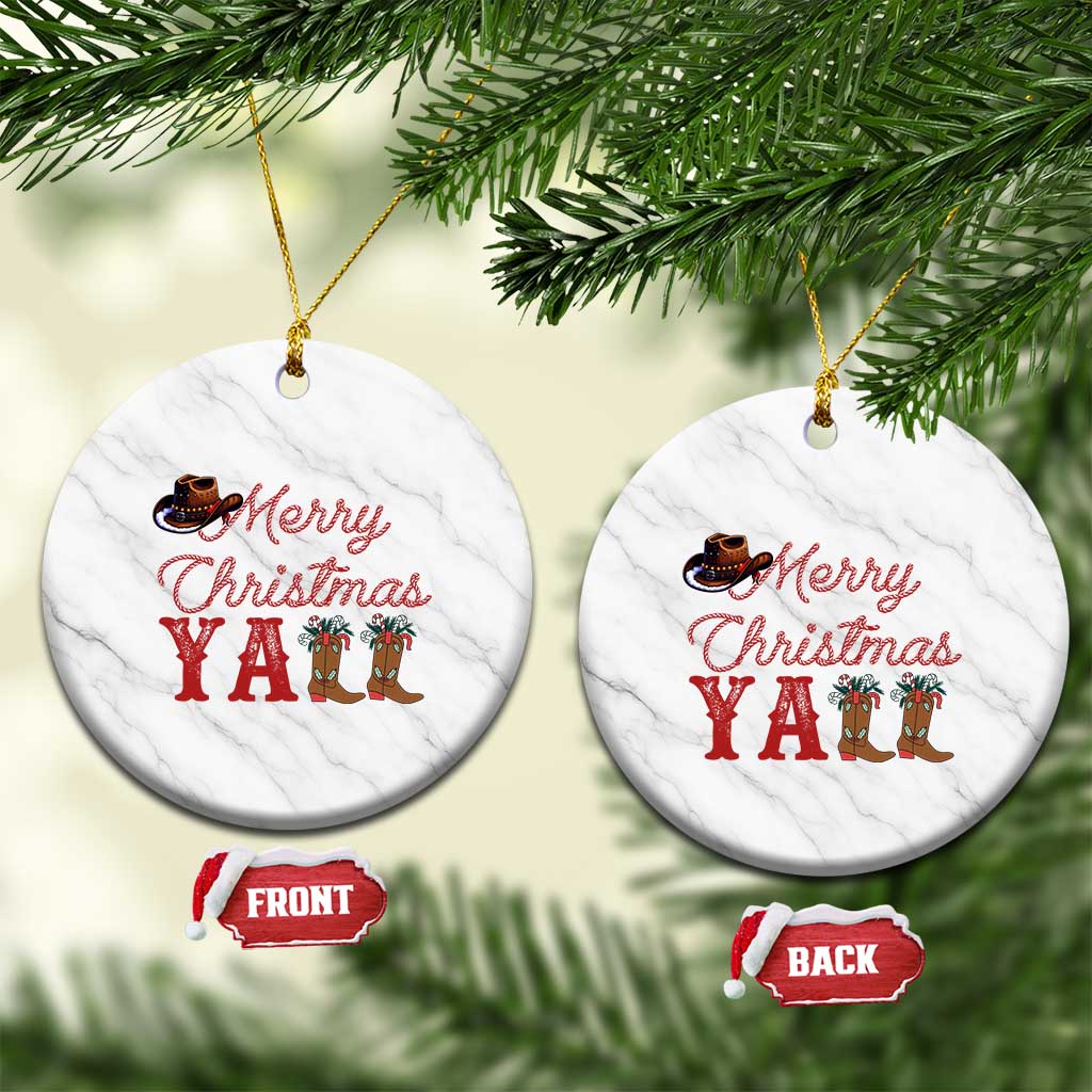 Western Cowboy Howdy Ceramic Ornament Merry Christmas Yall Cowgirl Boots Hat TS14 1pc White Marble Print Your Wear
