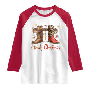 Howdy Christmas Raglan Shirt Western Cowboy Boots Country TS14 White Red Print Your Wear