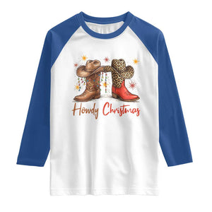 Howdy Christmas Raglan Shirt Western Cowboy Boots Country TS14 White Royal Print Your Wear