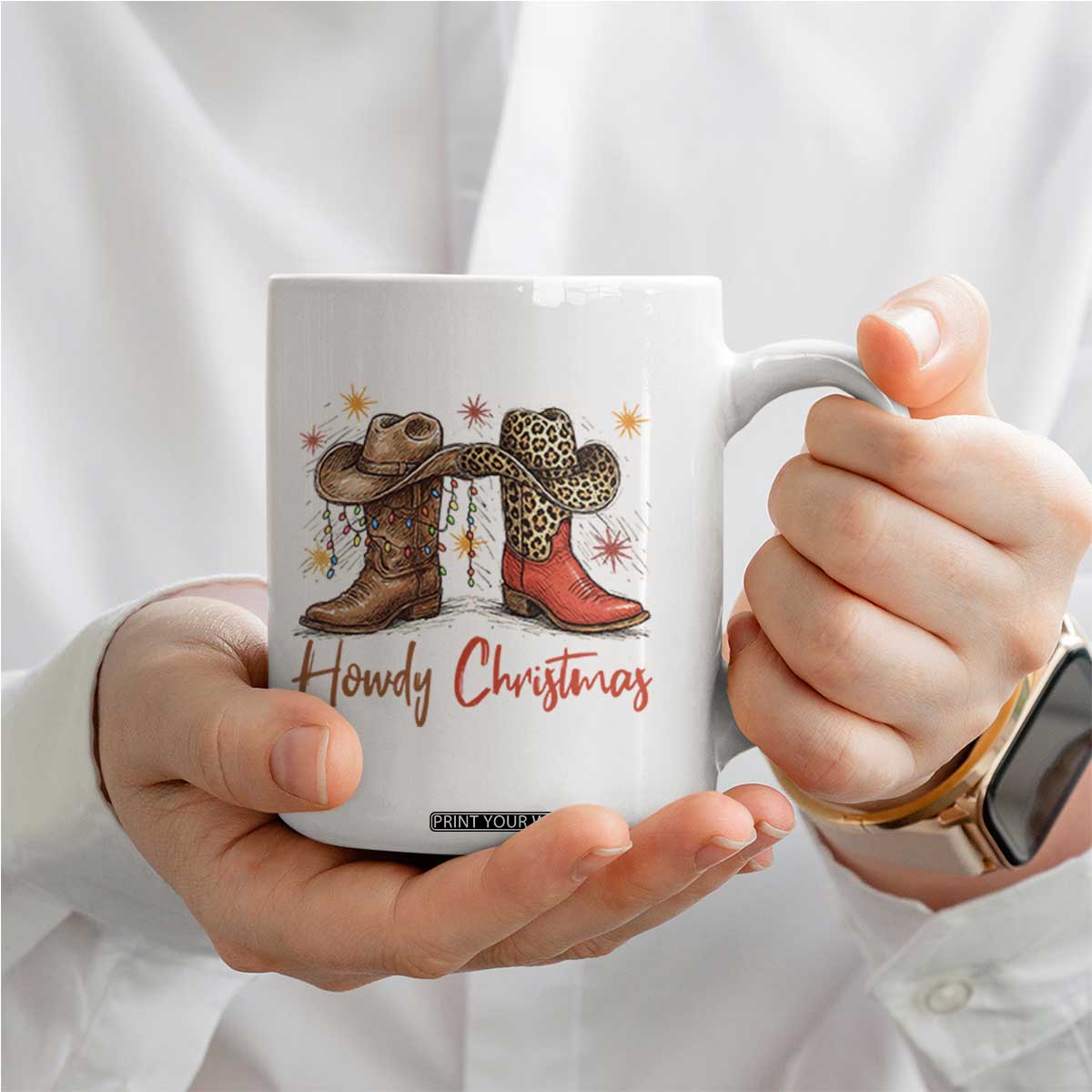 Howdy Christmas Coffee Mug Western Cowboy Boots Country TS14 Print Your Wear