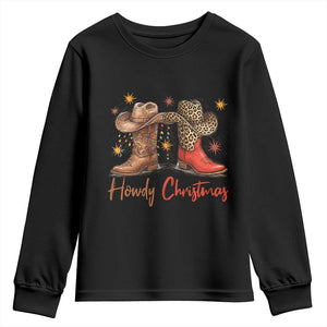 Howdy Christmas Youth Sweatshirt Western Cowboy Boots Country TS14 Black Print Your Wear