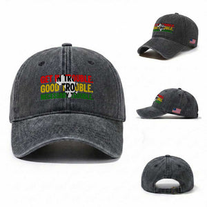 John Lewis Quote Affrican American Washed Cotton Baseball Cap Get in Good Necessary Trouble TS14 Washed Cap Universal Fit Dark Gray Print Your Wear