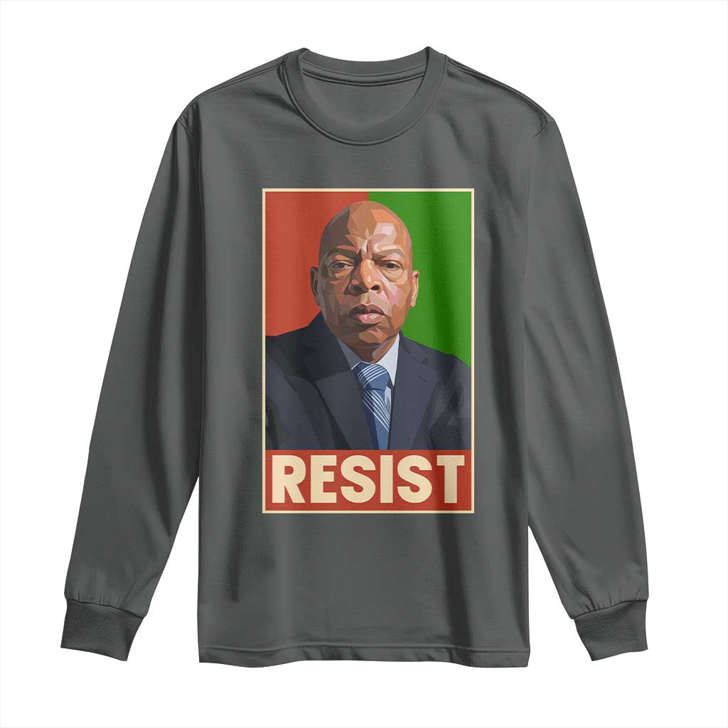 Resist Protest Civil Rights Long Sleeve Shirt John Lewis Black History TS14 Dark Heather Print Your Wear