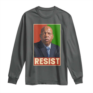 Resist Protest Civil Rights Long Sleeve Shirt John Lewis Black History TS14 Dark Heather Print Your Wear