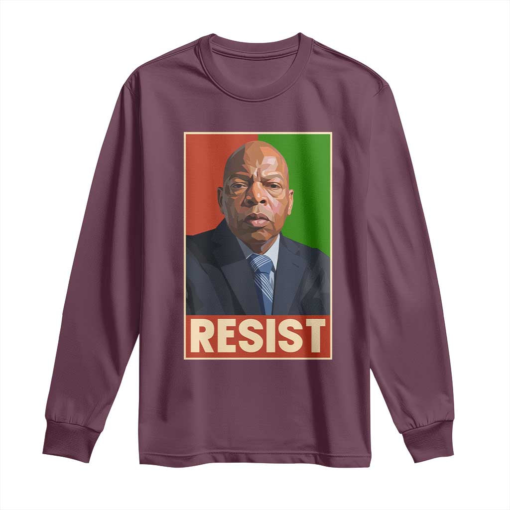 Resist Protest Civil Rights Long Sleeve Shirt John Lewis Black History TS14 Maroon Print Your Wear