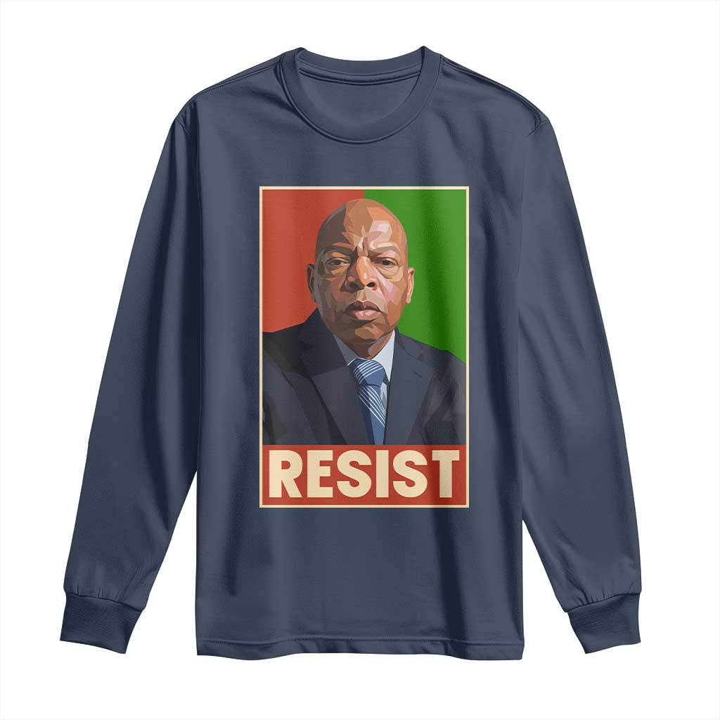 Resist Protest Civil Rights Long Sleeve Shirt John Lewis Black History TS14 Navy Print Your Wear
