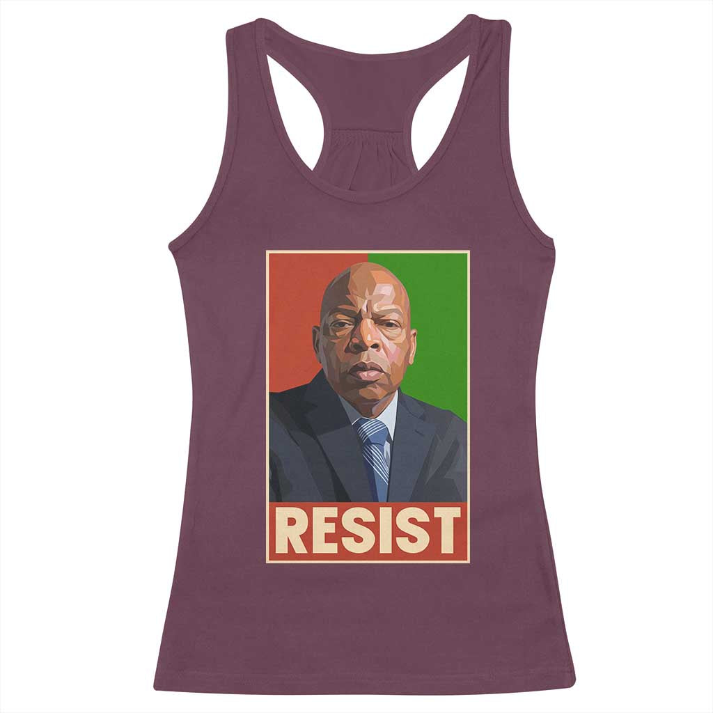 Resist Protest Civil Rights Racerback Tank Top John Lewis Black History TS14 Maroon Print Your Wear