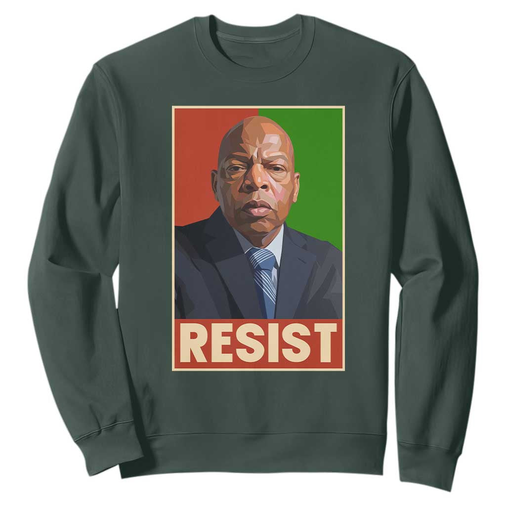 Resist Protest Civil Rights Sweatshirt John Lewis Black History TS14 Dark Forest Green Print Your Wear
