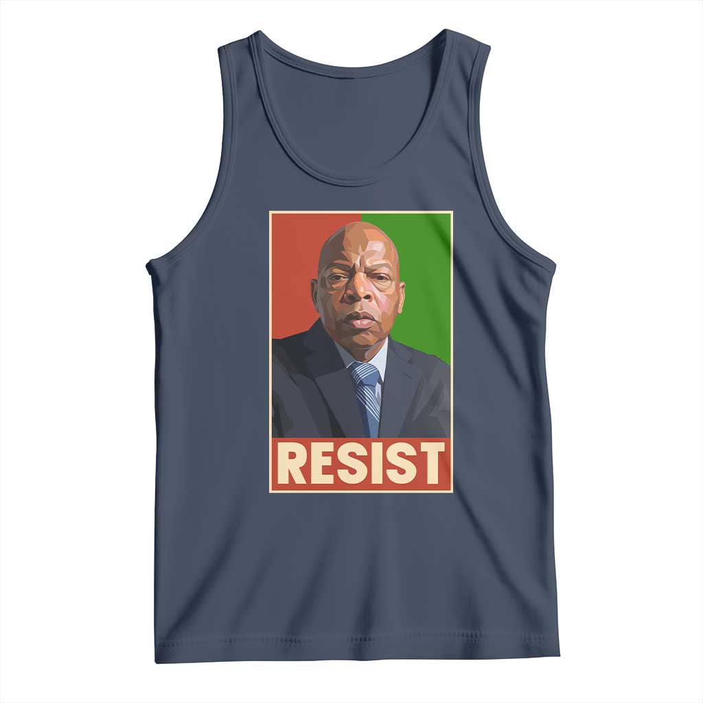 Resist Protest Civil Rights Tank Top John Lewis Black History TS14 Navy Print Your Wear