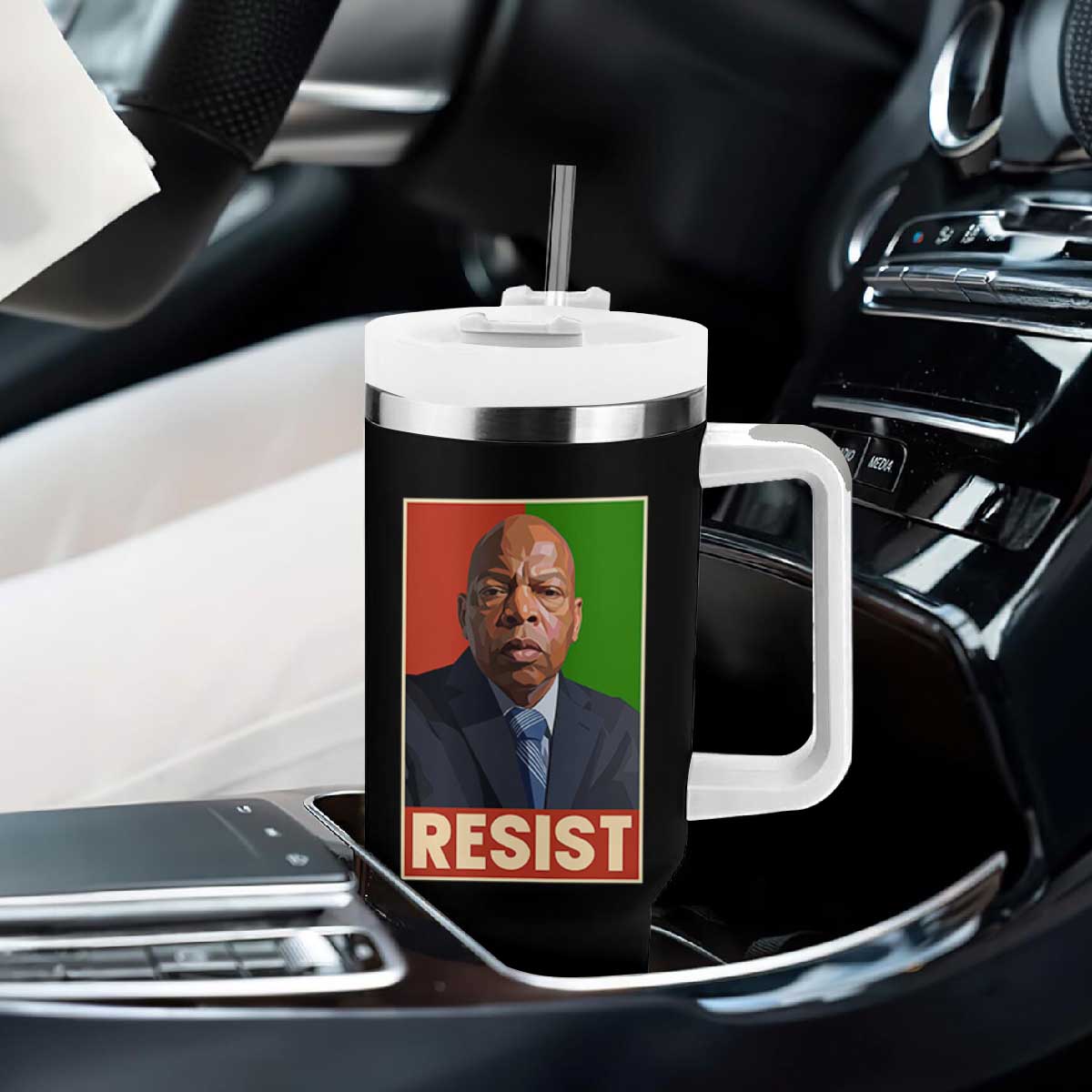 Resist Protest Civil Rights Tumbler With Handle John Lewis Black History TS14 Print Your Wear