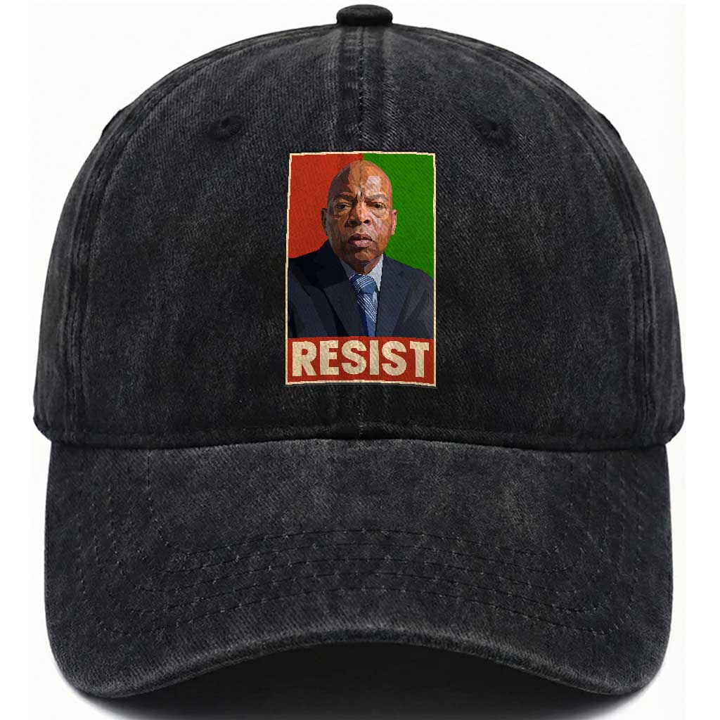 Resist Protest Civil Rights Washed Cotton Baseball Cap John Lewis Black History TS14 Washed Cap Universal Fit Black Print Your Wear