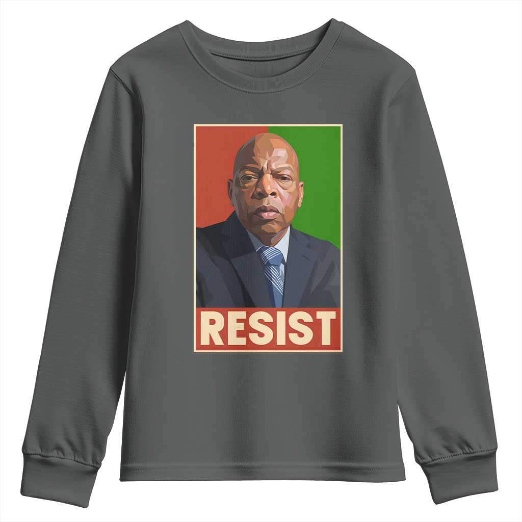 Resist Protest Civil Rights Youth Sweatshirt John Lewis Black History TS14 Dark Heather Print Your Wear