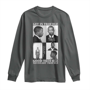 John Lewis Affrican American Long Sleeve Shirt Get in Good Necessary Trouble TS14 Dark Heather Print Your Wear