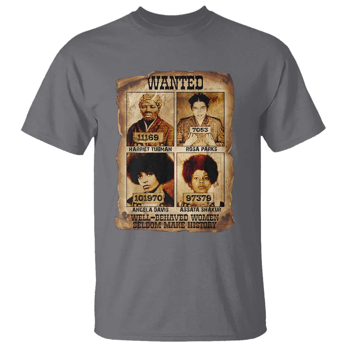 Black Woman History T Shirt Well Behaved Women Seldom Make History TS14 Charcoal Print Your Wear