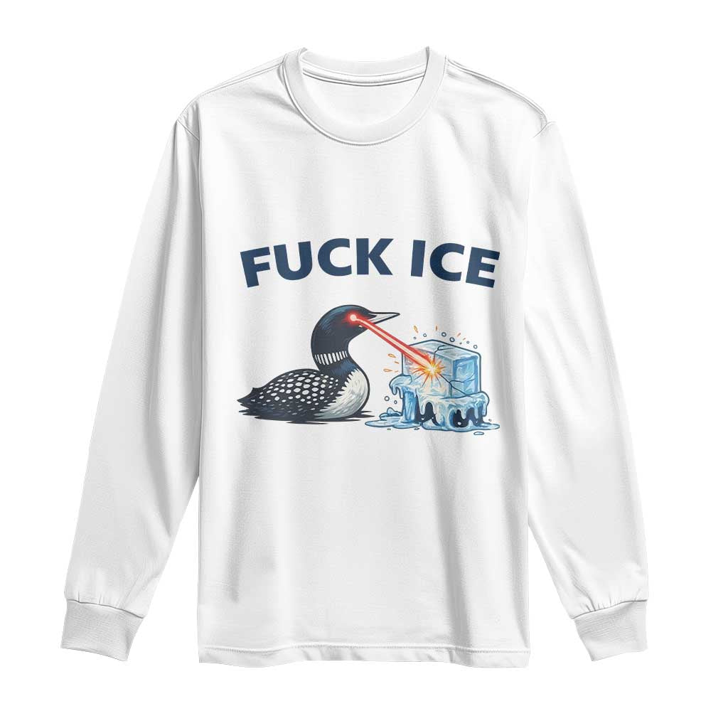 Minnesota Anti ICE Immigration Protest Ladies Long Sleeve Shirt Fuck Ice TS14 White Print Your Wear